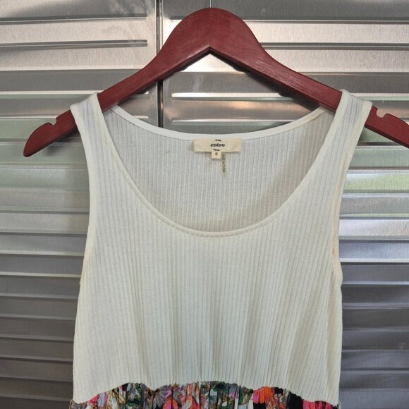 Entro S Sleeveless Ribbed Knit Top & Floral Skirt Tunic With Lace Panels - Picture 3 of 7